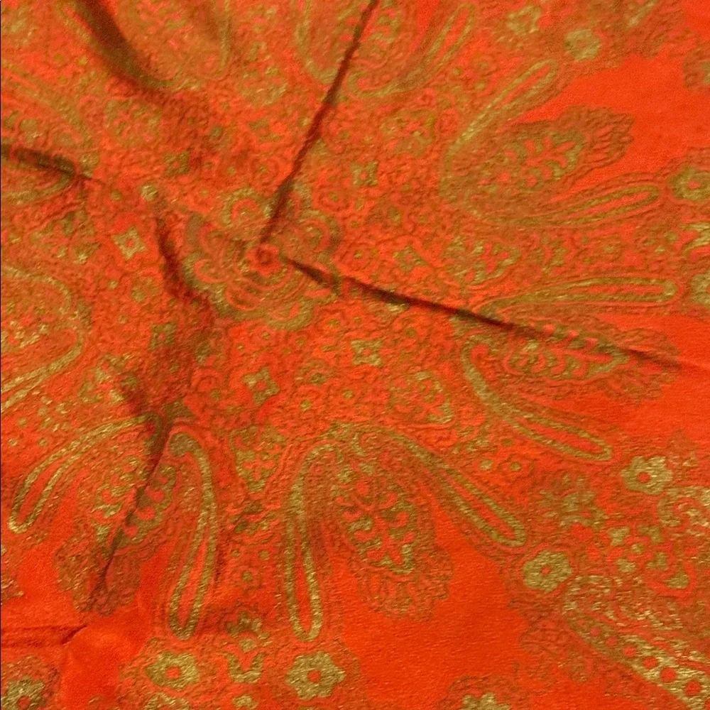 VINTAGE Silk Red and Gold Scarf 33”